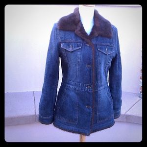 Marvin Richards faux-fur denim coat, size Small
